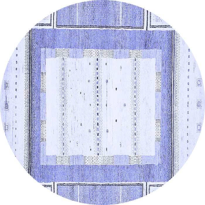Round Machine Washable Solid Blue Modern Rug, wshabs397blu