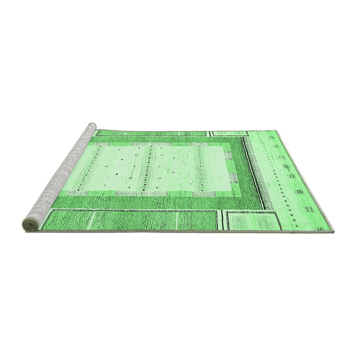 Sideview of Machine Washable Solid Emerald Green Modern Area Rugs, wshabs397emgrn