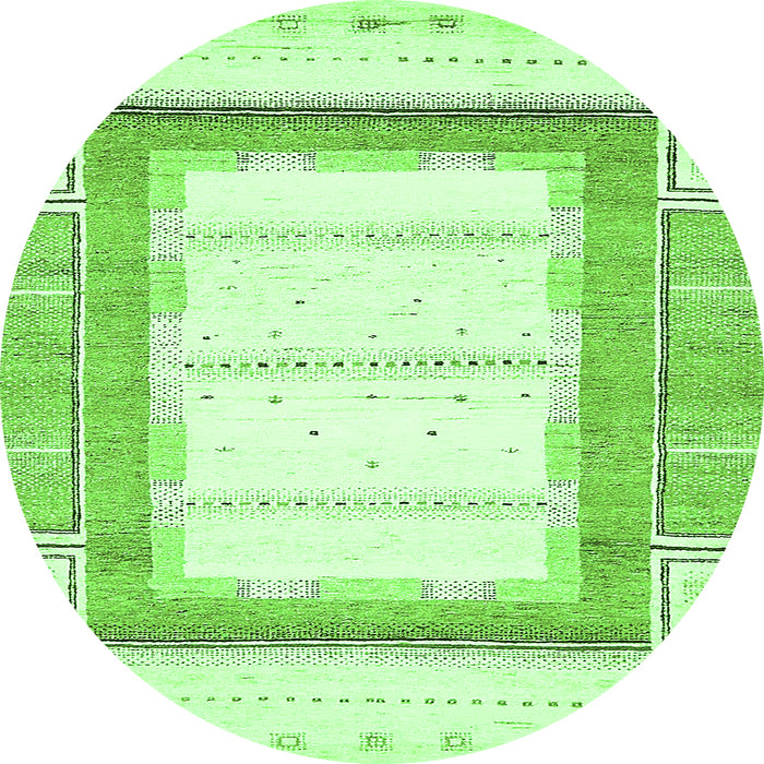 Round Machine Washable Solid Green Modern Area Rugs, wshabs397grn