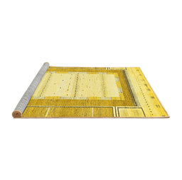 Sideview of Machine Washable Solid Yellow Modern Rug, wshabs397yw