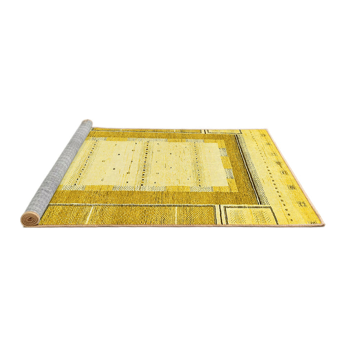 Sideview of Machine Washable Solid Yellow Modern Rug, wshabs397yw