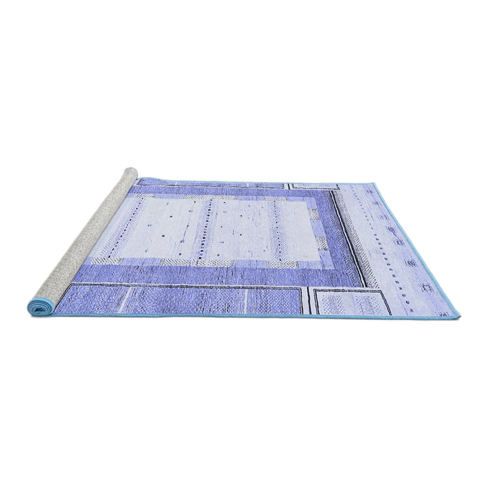 Sideview of Machine Washable Solid Blue Modern Rug, wshabs397blu