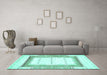 Machine Washable Solid Turquoise Modern Area Rugs in a Living Room,, wshabs397turq