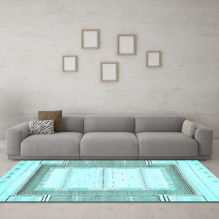 Machine Washable Solid Light Blue Modern Rug in a Living Room, wshabs397lblu