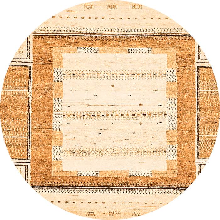 Round Machine Washable Solid Orange Modern Area Rugs, wshabs397org