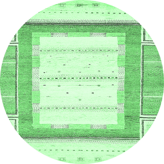 Round Machine Washable Solid Emerald Green Modern Area Rugs, wshabs397emgrn