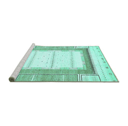 Sideview of Machine Washable Solid Turquoise Modern Area Rugs, wshabs397turq