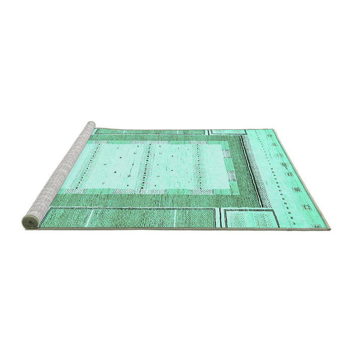 Sideview of Machine Washable Solid Turquoise Modern Area Rugs, wshabs397turq