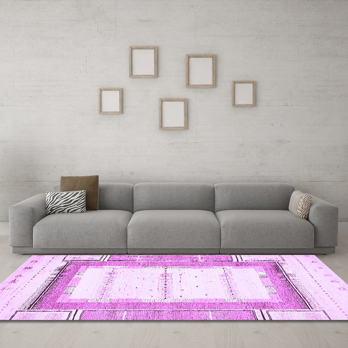 Machine Washable Solid Purple Modern Area Rugs in a Living Room, wshabs397pur