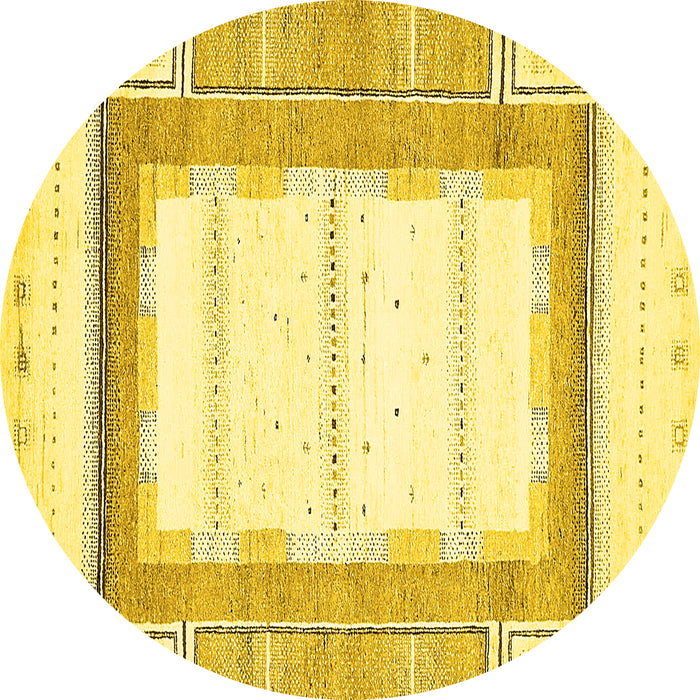 Round Solid Yellow Modern Rug, abs397yw