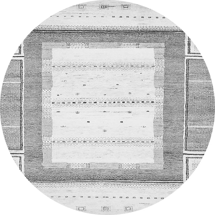 Round Machine Washable Solid Gray Modern Rug, wshabs397gry