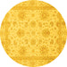 Round Oriental Yellow Modern Rug, abs3980yw