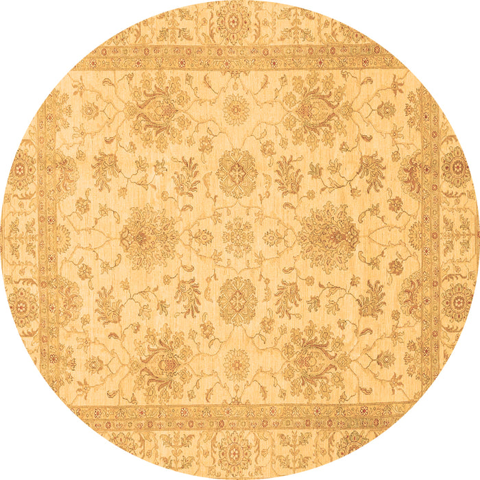 Round Machine Washable Oriental Brown Modern Rug, wshabs3980brn