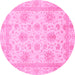 Round Oriental Pink Modern Rug, abs3980pnk