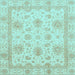 Square Machine Washable Oriental Light Blue Modern Rug, wshabs3980lblu