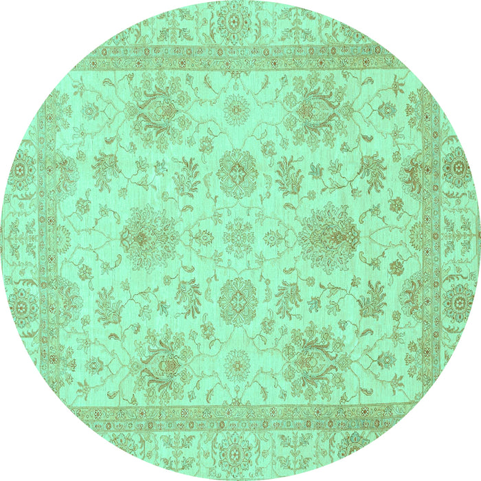 Round Oriental Turquoise Modern Rug, abs3980turq