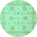 Round Oriental Turquoise Modern Rug, abs3980turq