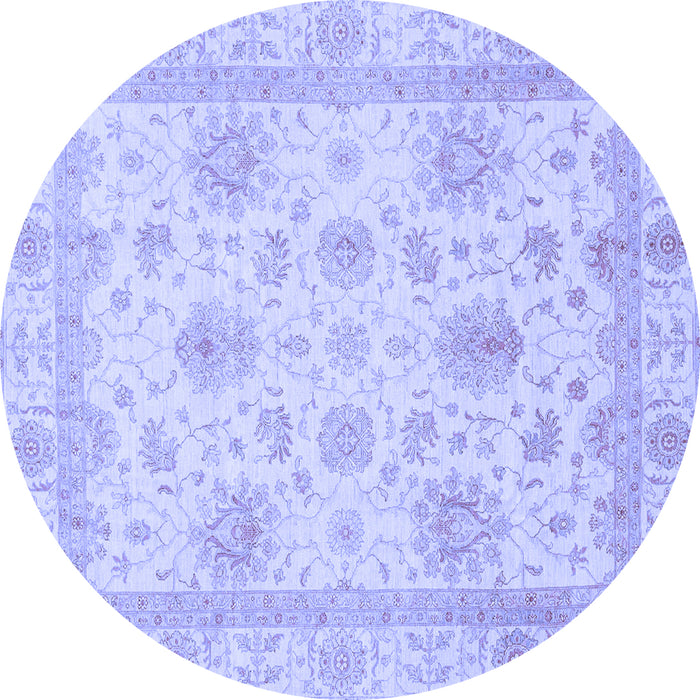 Round Machine Washable Oriental Blue Modern Rug, wshabs3980blu