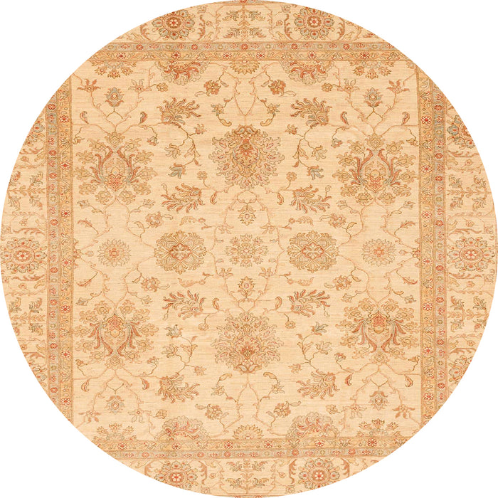 Round Abstract Orange Oriental Rug, abs3980