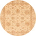 Round Abstract Orange Oriental Rug, abs3980