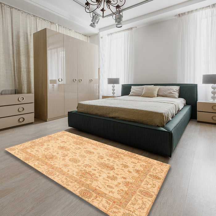 Machine Washable Abstract Orange Rug in a Bedroom, wshabs3980