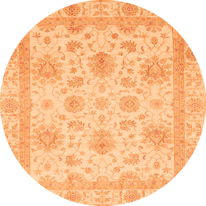 Round Oriental Orange Modern Rug, abs3980org