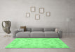 Machine Washable Oriental Emerald Green Modern Area Rugs in a Living Room,, wshabs3980emgrn