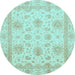 Round Oriental Light Blue Modern Rug, abs3980lblu