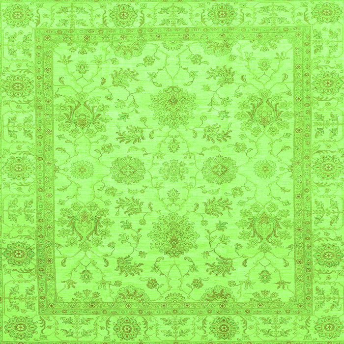 Square Machine Washable Oriental Green Modern Area Rugs, wshabs3980grn
