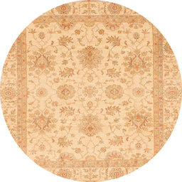 Round Machine Washable Abstract Orange Rug, wshabs3980