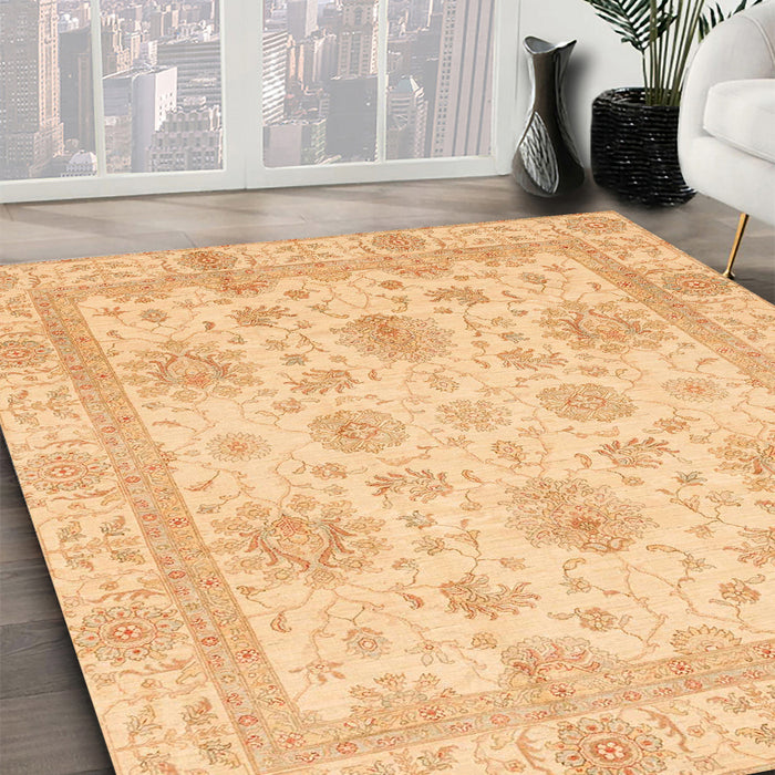 Abstract Orange Oriental Rug in Family Room, abs3980