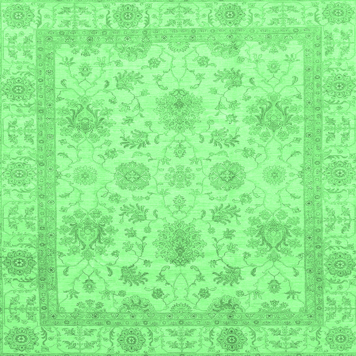 Square Machine Washable Oriental Emerald Green Modern Area Rugs, wshabs3980emgrn