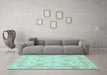 Machine Washable Oriental Light Blue Modern Rug in a Living Room, wshabs3980lblu