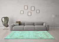 Machine Washable Oriental Light Blue Modern Rug, wshabs3980lblu