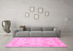 Machine Washable Oriental Pink Modern Rug in a Living Room, wshabs3980pnk