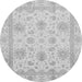 Round Machine Washable Oriental Gray Modern Rug, wshabs3980gry