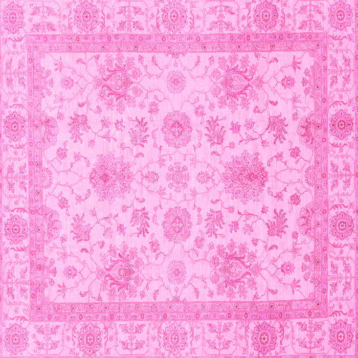 Square Machine Washable Oriental Pink Modern Rug, wshabs3980pnk