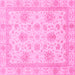 Square Machine Washable Oriental Pink Modern Rug, wshabs3980pnk