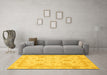 Machine Washable Oriental Yellow Modern Rug in a Living Room, wshabs3980yw