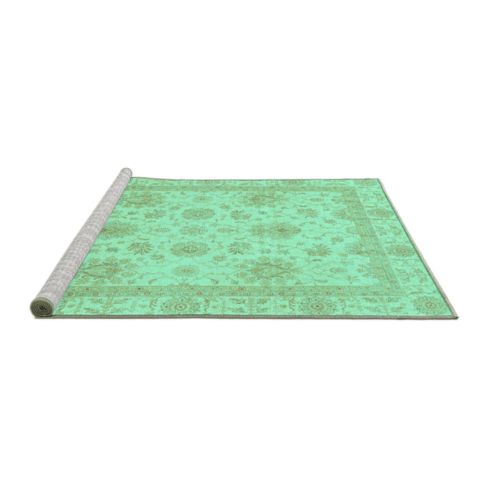 Sideview of Machine Washable Oriental Turquoise Modern Area Rugs, wshabs3980turq