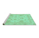 Sideview of Machine Washable Oriental Turquoise Modern Area Rugs, wshabs3980turq