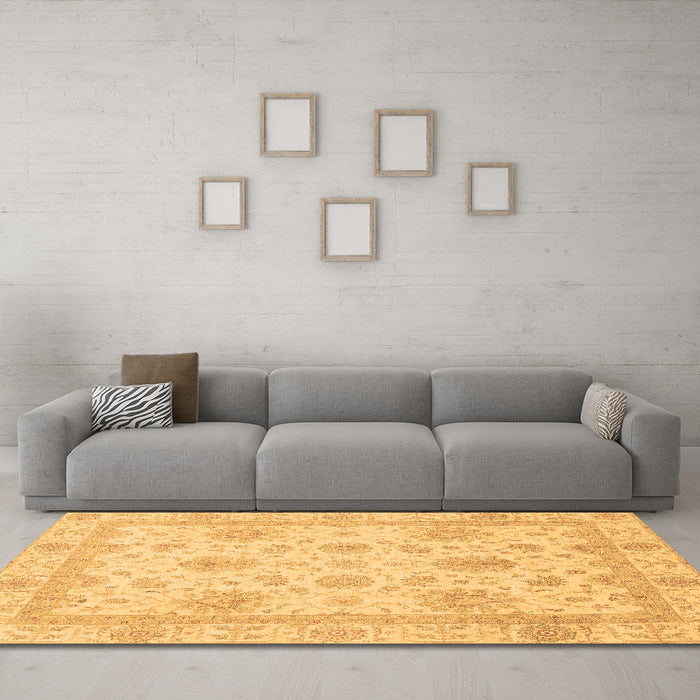 Machine Washable Oriental Brown Modern Rug in a Living Room,, wshabs3980brn
