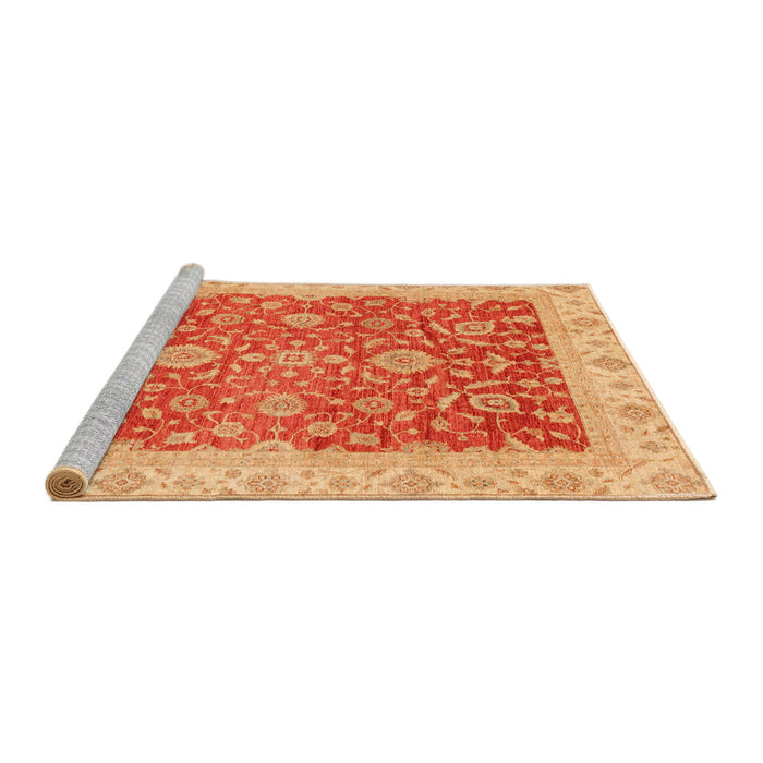 Sideview of Machine Washable Abstract Orange Rug, wshabs3981