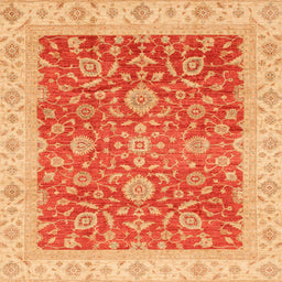Square Machine Washable Abstract Orange Rug, wshabs3981