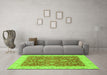 Machine Washable Oriental Green Traditional Area Rugs in a Living Room,, wshabs3981grn