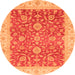 Round Oriental Orange Traditional Rug, abs3981org