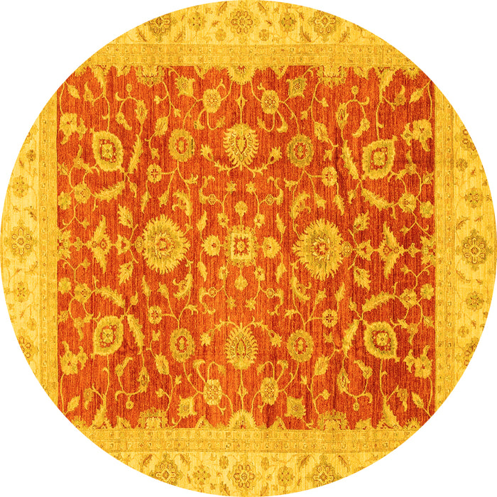 Round Oriental Yellow Traditional Rug, abs3981yw