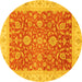 Round Oriental Yellow Traditional Rug, abs3981yw