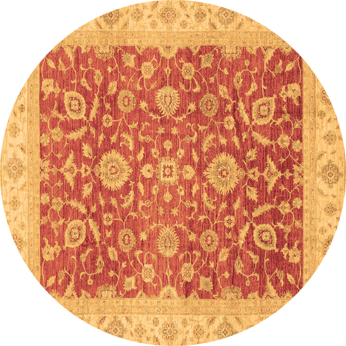 Round Machine Washable Oriental Brown Traditional Rug, wshabs3981brn