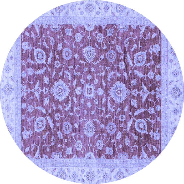 Round Oriental Blue Traditional Rug, abs3981blu